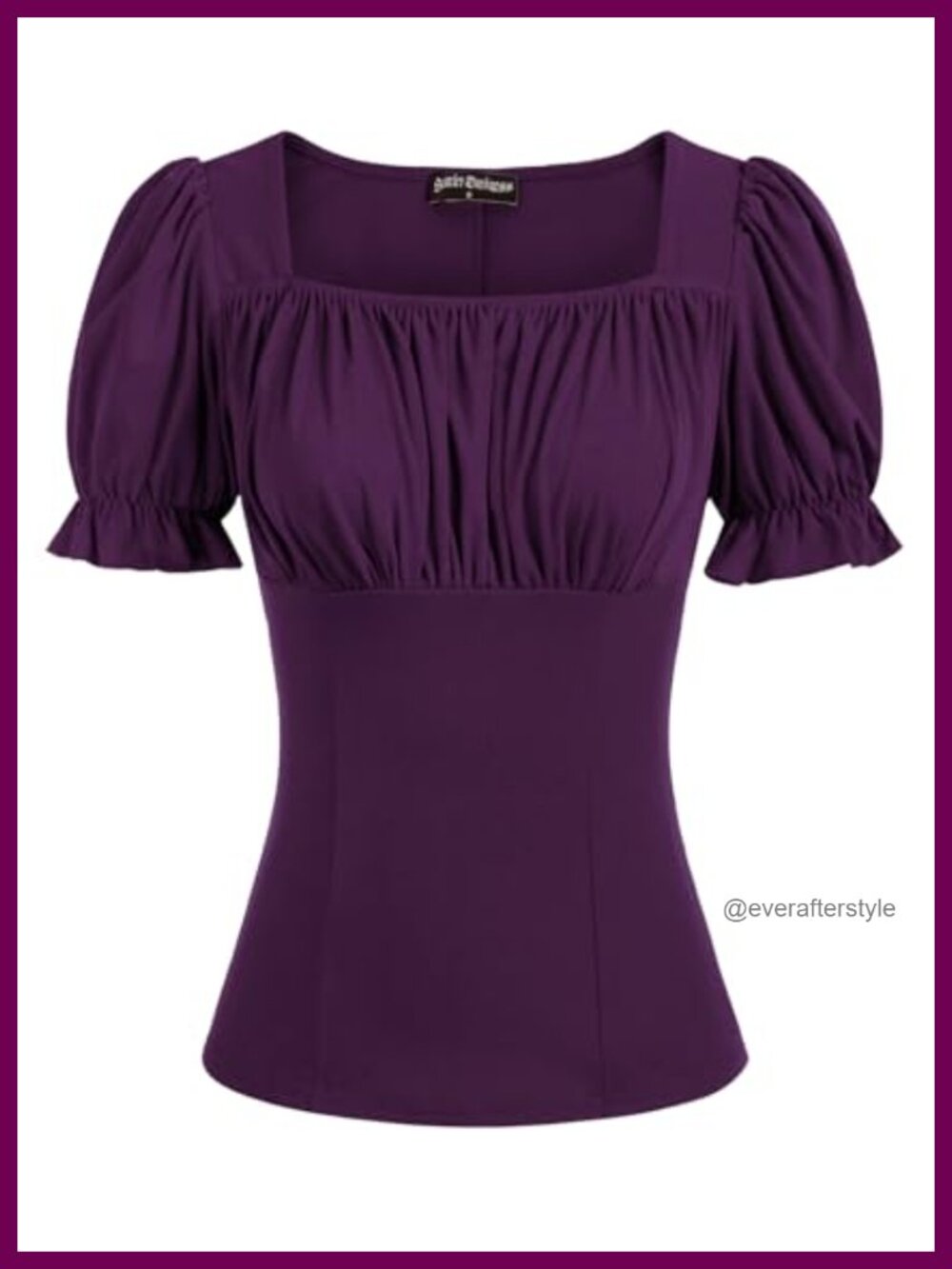 Peasant Blouse Puff Sleeve Square Neck Slim Fit Renaissance Top